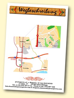 Folleto con direcci�n y callejero de ProAspecto de dise�o de p�ginas web.